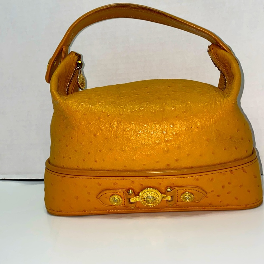 Gianni Versace Ostrich Sunburst Vintage Sunburst Vanity Bag excellent condition